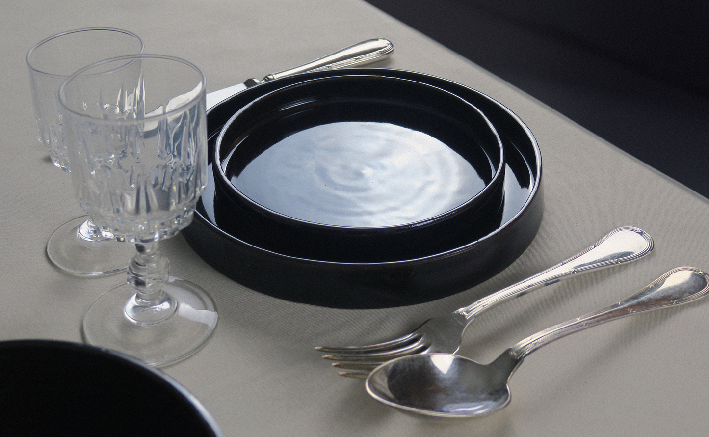 Assiette à dessert - Collection Ambre Noir