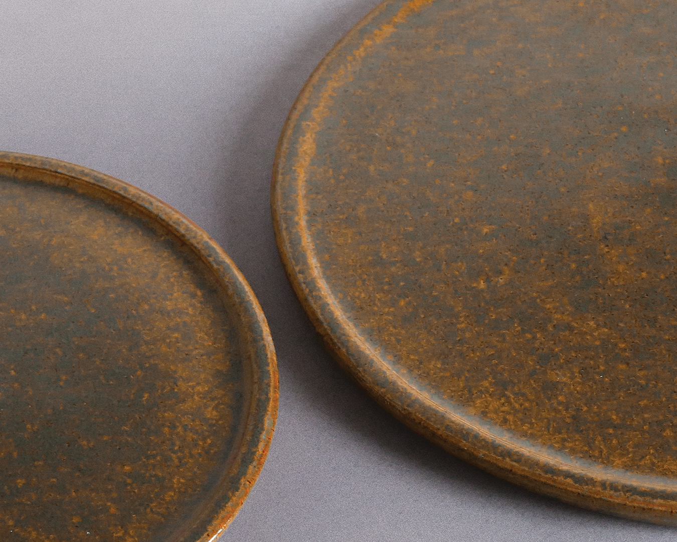 Petite assiette à bord plat — Émail bois d'automne
