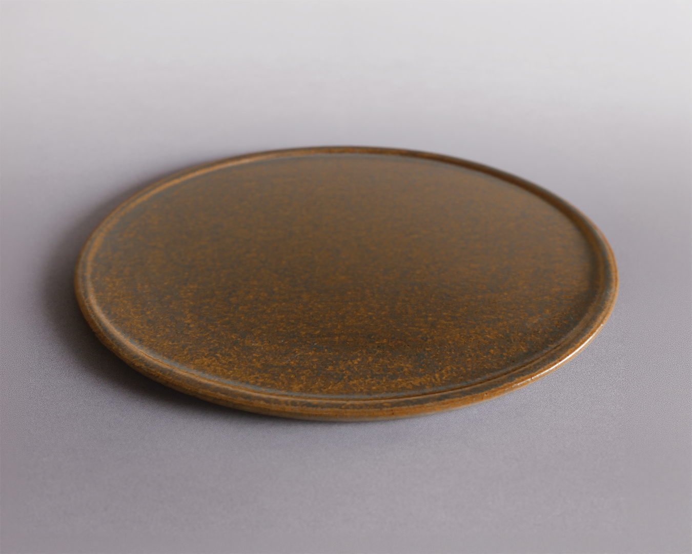Grande assiette à bord plat — Émail bois d'automne