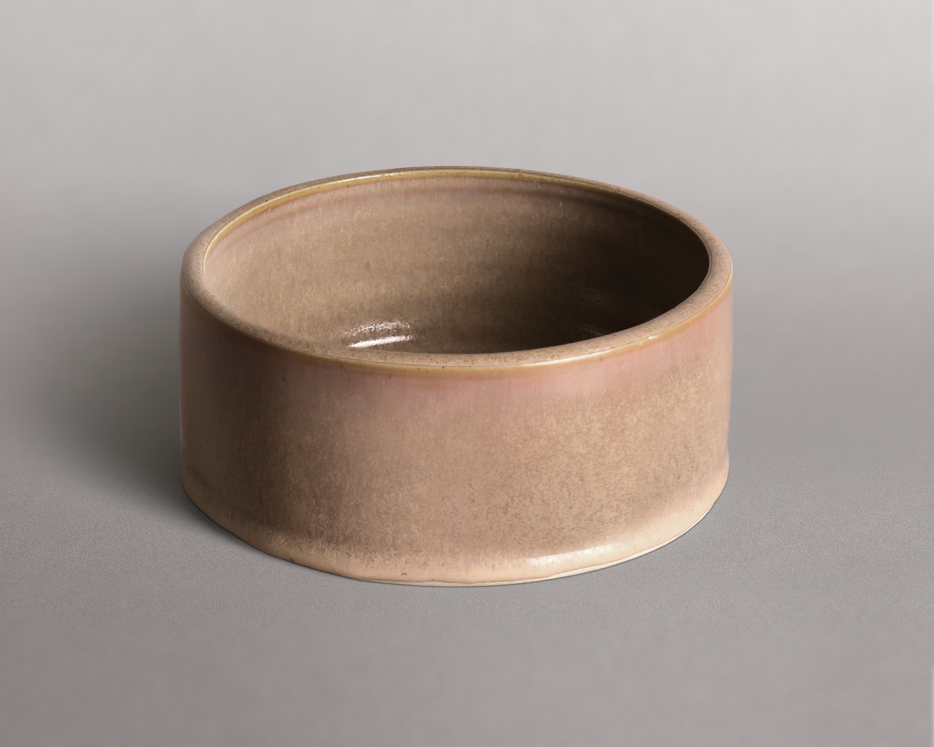 Grand bol à bord droit — Émail sable rosé