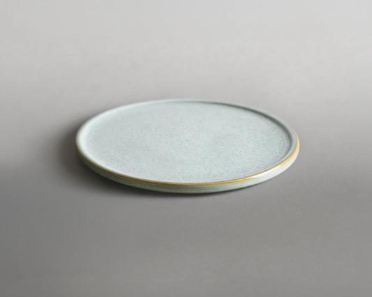 Petite assiette à bord plat — Émail lichen clair