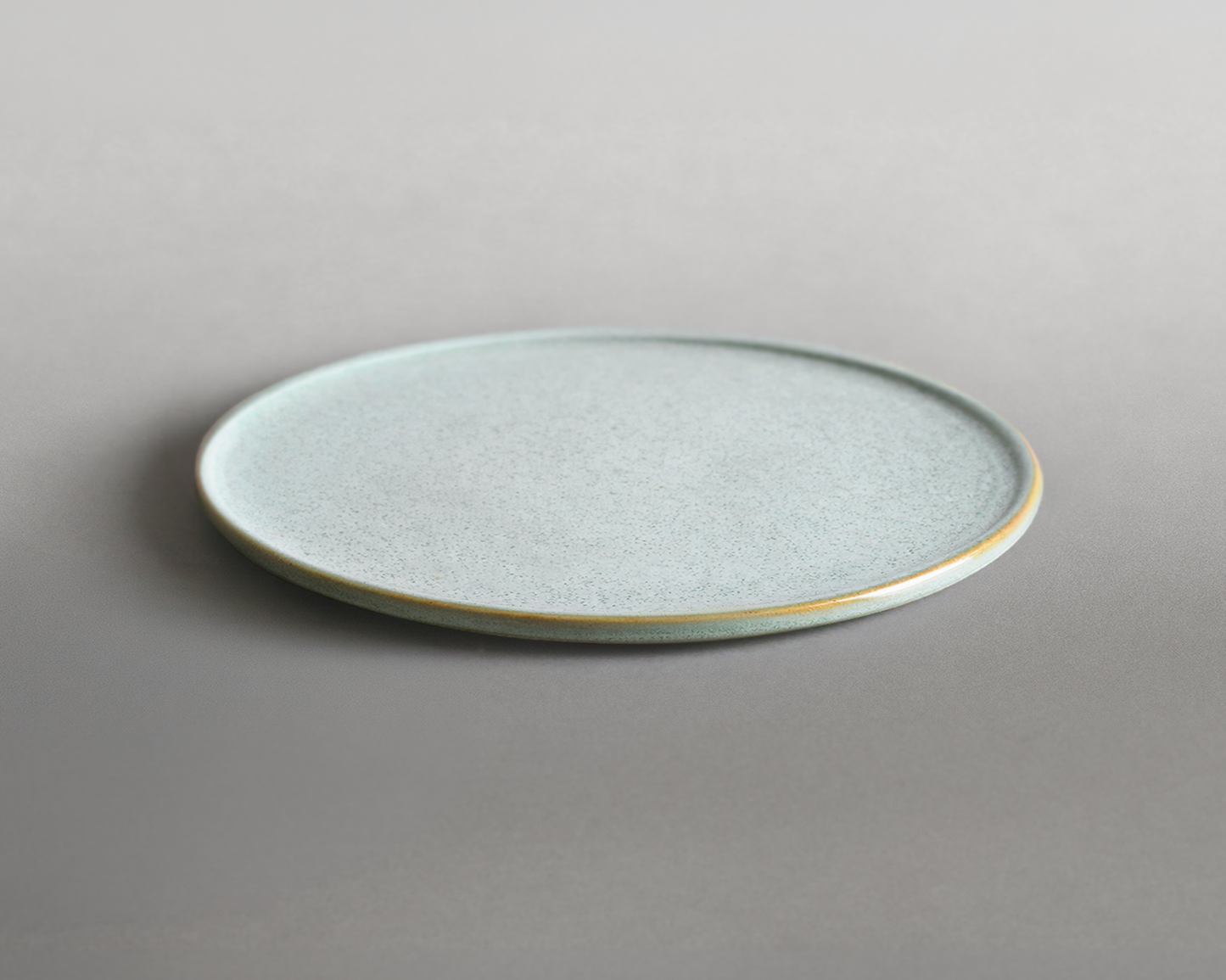 Grande assiette à bord plat — Émail lichen clair